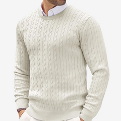 Cable Knit Crew Neck Sweater for Men