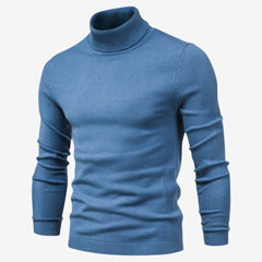 Slim Fit Ribbed Turtleneck Knit Sweater for Men