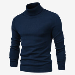 Slim Fit Ribbed Turtleneck Knit Sweater for Men