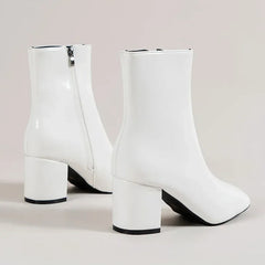 Patent Block Heel Ankle Boots for Women