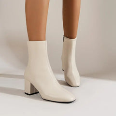 Patent Block Heel Ankle Boots for Women