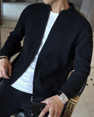 Ribbed Zip-Up Cardigan for Men