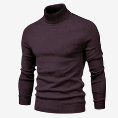 Slim Fit Ribbed Turtleneck Knit Sweater for Men