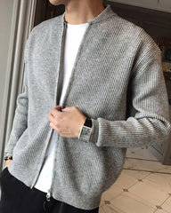 Ribbed Zip-Up Cardigan for Men