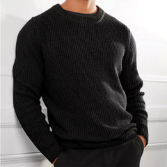 Textured Crew Neck Knit Sweater for Men