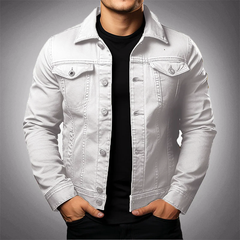 Stretch Denim Jacket with Utility Pockets for Men