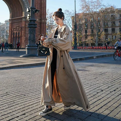 Double-Breasted Maxi Trench Coat for Women