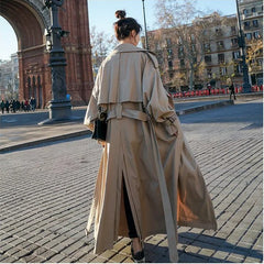 Double-Breasted Maxi Trench Coat for Women