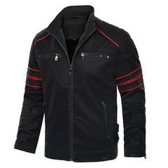 Moto-Inspired Black Zip-Up Jacket for Men