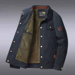 Utility Cotton Field Jacket with Badge Detail for Men