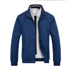 Smart Casual Zip-Up Bomber Jacket with Shirt Collar for Men