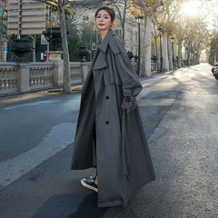 Double-Breasted Maxi Trench Coat for Women