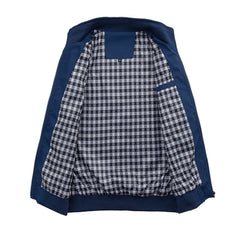 Smart Casual Zip-Up Bomber Jacket with Shirt Collar for Men