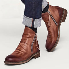 Leather Zipper Ankle Boots for Men