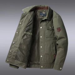 Utility Cotton Field Jacket with Badge Detail for Men