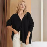 Oversized V-Neck Ribbed Button Cardigan for Women
