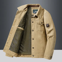 Utility Cotton Field Jacket with Badge Detail for Men