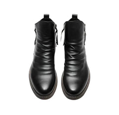 Leather Zipper Ankle Boots for Men