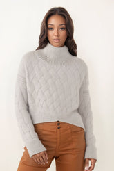 Textured Turtleneck Knit Sweater for Women