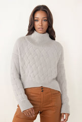Textured Turtleneck Knit Sweater for Women