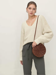 Loose Fit V-Neck Knit Sweater for Women