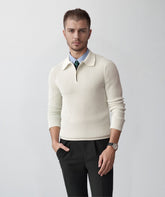 Textured Half-Zip Knit Sweater for Men