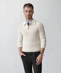 Textured Half-Zip Knit Sweater for Men