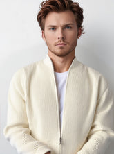 Ribbed Zip-Up Cardigan for Men