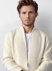 Ribbed Zip-Up Cardigan for Men