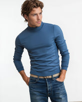 Slim Fit Ribbed Turtleneck Knit Sweater for Men