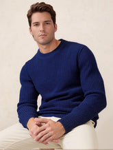 Textured Crew Neck Knit Sweater for Men