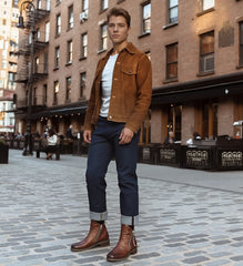 Leather Zipper Ankle Boots for Men