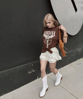 Perforated Faux Leather Western Boots for Women