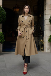 Classic Double-Breasted Belted Trench Coat for Women