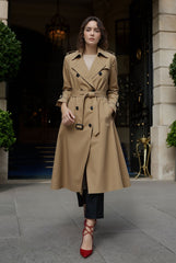 Classic Double-Breasted Belted Trench Coat for Women