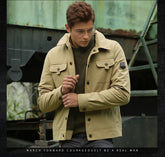 Utility Cotton Field Jacket with Badge Detail for Men