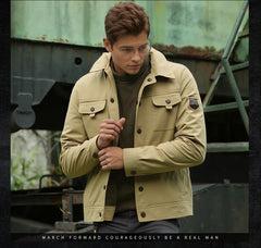 Utility Cotton Field Jacket with Badge Detail for Men