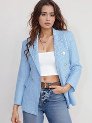 Textured Double-Breasted Blazer for Women