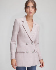 Textured Double-Breasted Tweed Blazer for Women