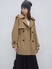 Double-Breasted Short Trench Coat for Women