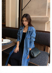 Long Denim Trench Coat for Women