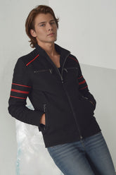 Moto-Inspired Black Zip-Up Jacket for Men
