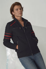 Moto-Inspired Black Zip-Up Jacket for Men
