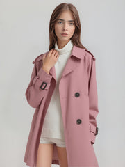 Double-Breasted Short Trench Coat for Women