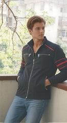 Moto-Inspired Black Zip-Up Jacket for Men