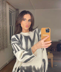 Oversized Paint-Effect Knit Sweater for Women