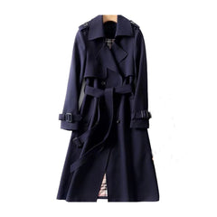 Classic Double-Breasted Belted Trench Coat for Women