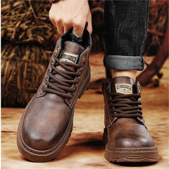 Vintage Leather Lace-Up Casual Boots for Men