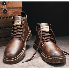 Vintage Leather Lace-Up Casual Boots for Men