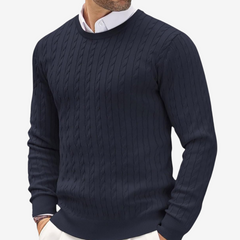 Cable Knit Crew Neck Sweater for Men